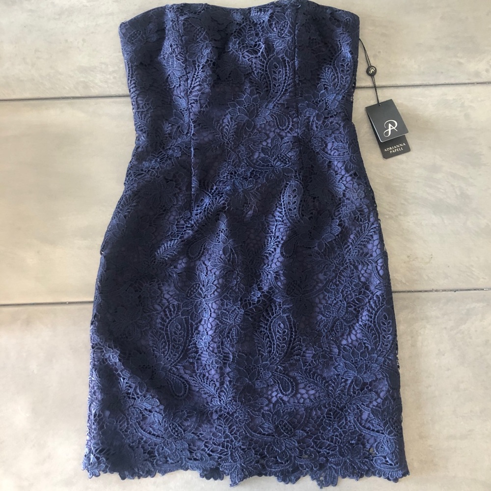 Adrianna  Papell Navy Strapless Dress